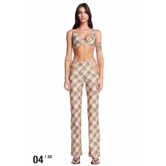 I.AM.GIA. Lucid Tan Check  Cut Out Lucid Euphoria Maddy Pants NEW - Picture 4 of 7